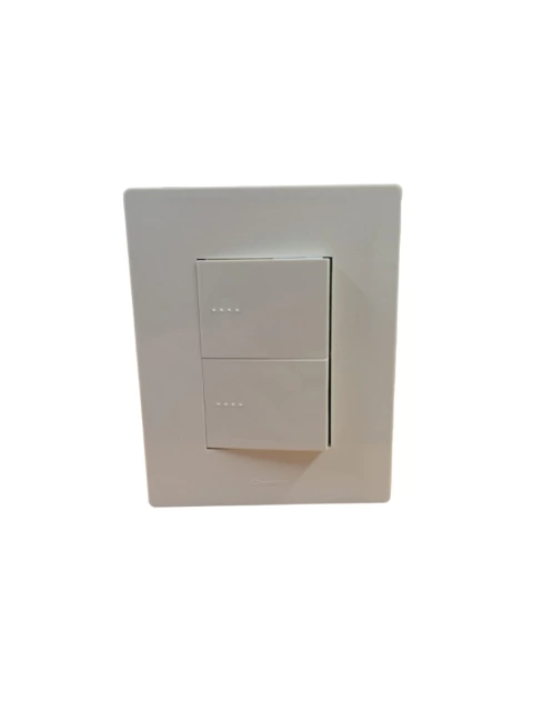 LLAVE ARMADA 2 TECLAS DOBLE BLANCO BAUHAUS + TAPA ARTE BLANCO DISTANCIADOR GRIS (CAMBRE)