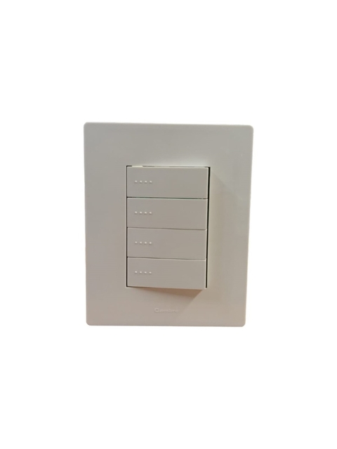 LLAVE ARMADA 4 TECLAS SIMPLES BLANCO BAUHAUS + TAPA ARTE BLANCO DISTANCIADOR GRIS (CAMBRE)