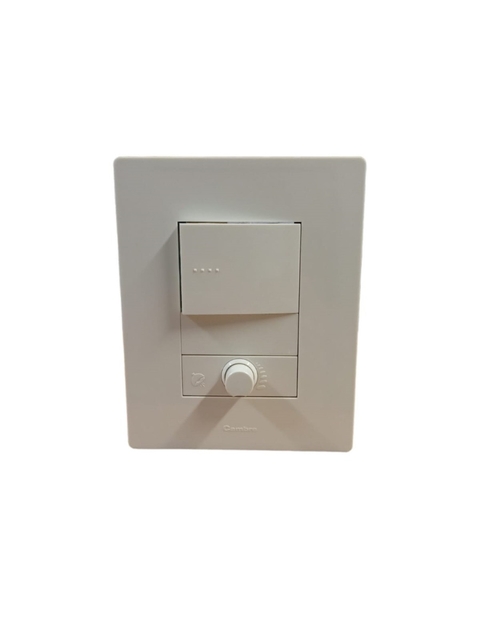 LLAVE ARMADA 1 TECLA DOBLE + DIMMER LED BLANCO BAUHAUS + TAPA ARTE BLANCO DISTANCIADOR GRIS (CAMBRE)
