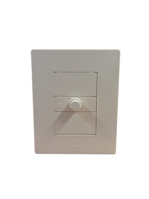 LLAVE ARMADA 1 DIMMER REGULADOR LUMINICO C/PERILLA BLANCO + TAPA ARTE BLANCO DISTANCIADOR BLANCO (CAMBRE)