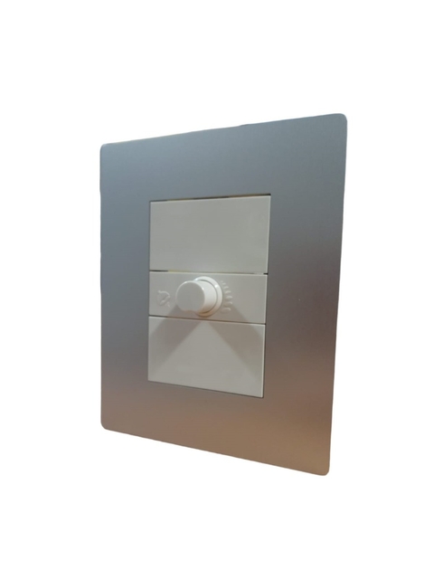 LLAVE ARMADA 1 DIMMER REGULADOR LUMINICO C/PERILLA BLANCO + TAPA ARTE PLATINUM (CAMBRE)