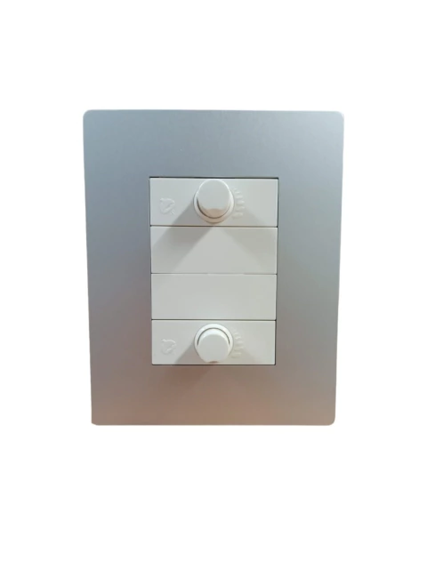 LLAVE ARMADA 2 DIMMER REGULADOR LUMINICO C/PERILLA BLANCO + TAPA ARTE PLATINIUM (CAMBRE)