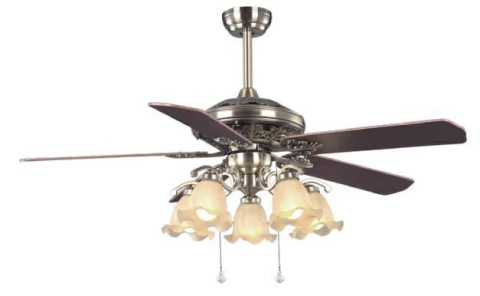 Ventilador de techo 60w 5 aspas 5 tulipas e27 enchapado madera - airmax- (AIRMAX)