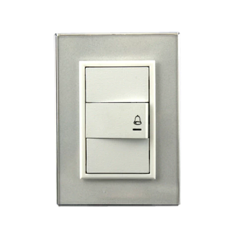 Llave armada 1 pulsador completa c/tapa linea cristal blanco (JELUZ)