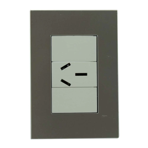 Llave armada 1 toma simple completa platinum modulo blanco + tapa plata jeluz (JELUZ)