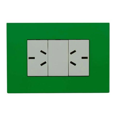 Llave armada 2 tomas simple completa platinum modulo blanco + tapa verde jeluz (JELUZ)
