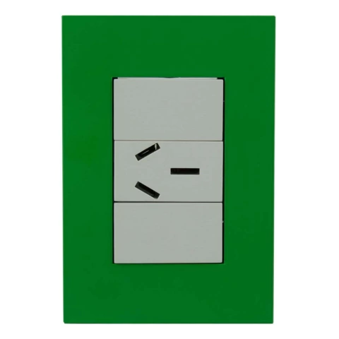 Llave armada 1 toma 20a completa platinum modulo blanco + tapa verde jeluz (JELUZ)
