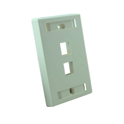 Tapa plástica wallplate de embutir p/2 jacks rj45 o rj11 categria 5 beige amp