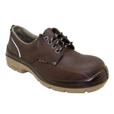 Zapato punta de acero dielectrico cuero flor marron (BORIS)