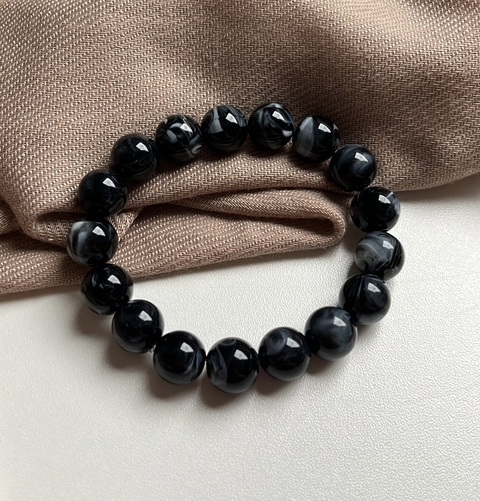 Pulseira Esfera Preta Mescla