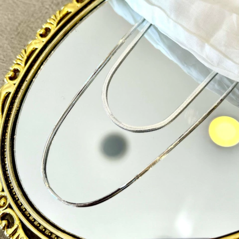 Colar Duplo Fita - Prata 30 Milésimos