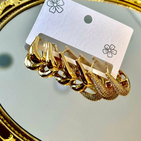 Trio Argolinha Cravejado a Zircônia