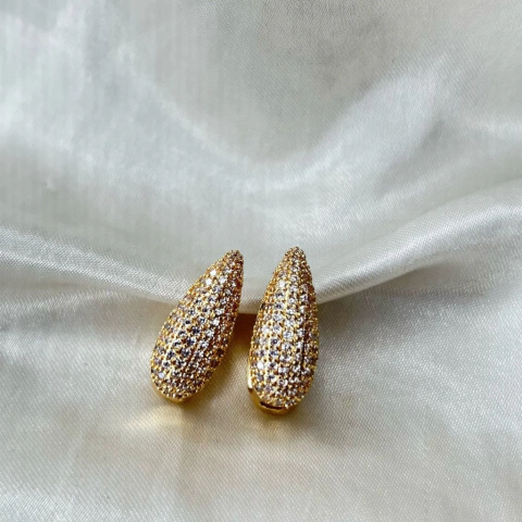 Argolinha Cravejada - Folheado a Verniz e Ouro 18K