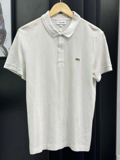 Polo Lacoste Branca Croco Dourado