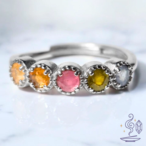 Anillo Mix de Turmalinas Facetadas Naturales | Protección, Energía y Armonía - comprar online