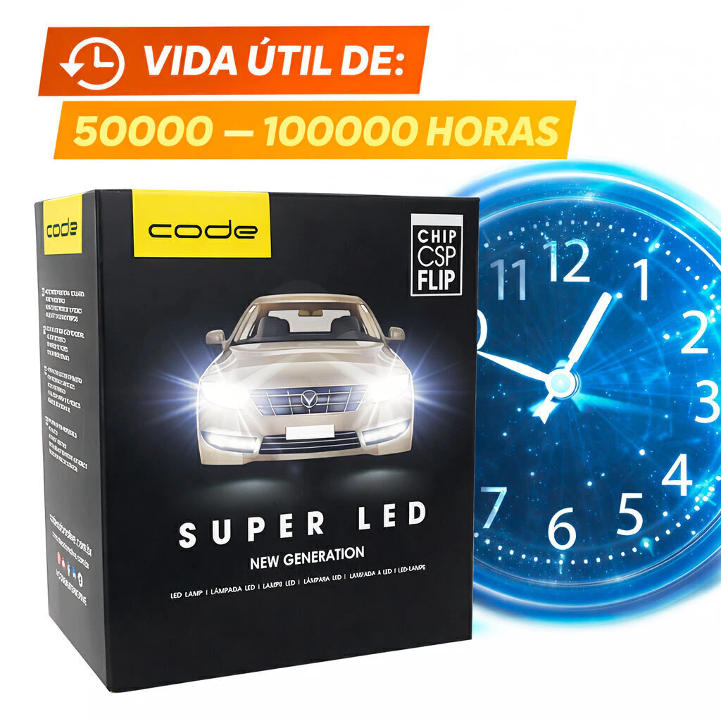 Lampada Super Led H4 8000K 6400 Lumens Code New Generation