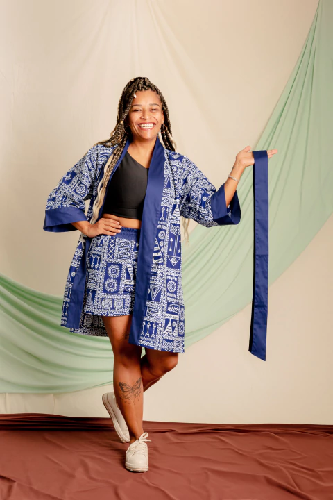 Conjunto Kimono e Shorts - Estampa Maji