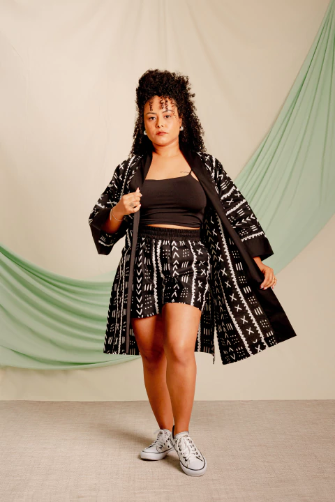 Conjunto Kimono e Shorts - Ébano