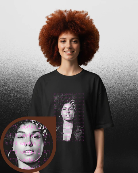 Camiseta Oversized Halftone - Alicia Keys "I am superwoman" - comprar online