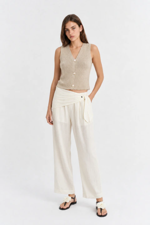 Pantalon Recto Con Accesorio