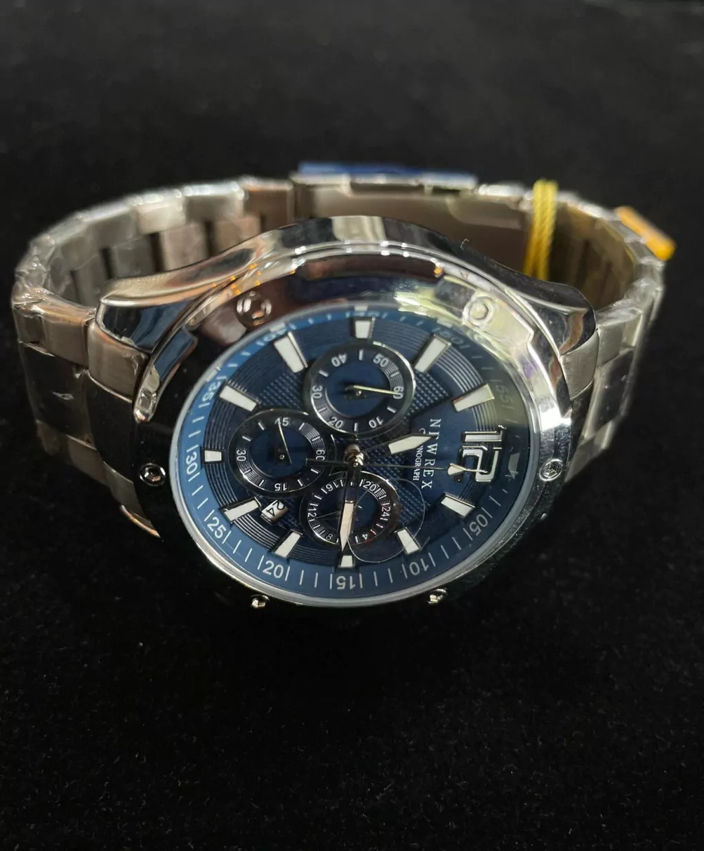 Relógio Masculino Newrex Prateado/fundo Azul A Prova D'água Adicionar aos favoritos