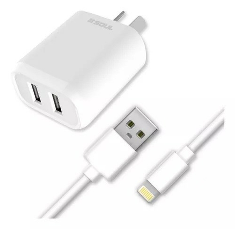 Cargador Viajero Duo Charge Lightning Blanco Cvq-X