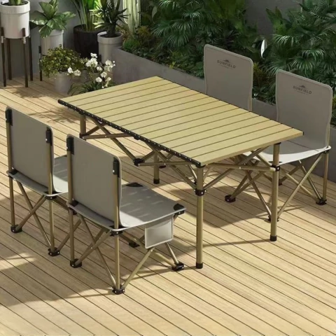 Set Mesa + 4 Sillas Plegables Sunfield Portatil Con Bolso De Traslado
