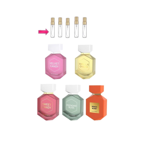 Combo 5x 5ml Decants Camara Vevelt Cand+ Vanilla Charm+ Sweet Candy+ Pistachio Bless+ Peach Blast - comprar online