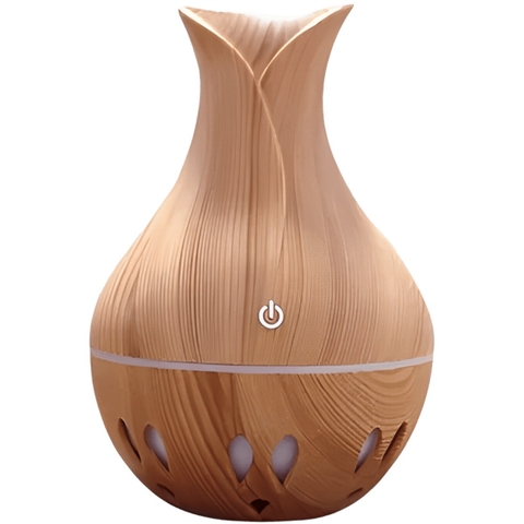 Umidificador Ultrassônico Usb Madeira Clara Difusor De Aroma