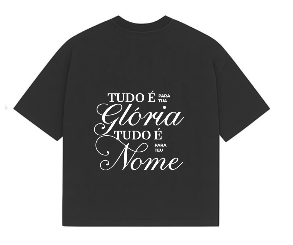 Camiseta preta “tudo para sua glória”