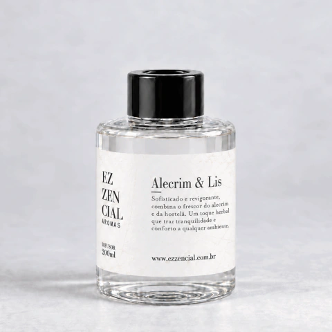 Difusor de Ambiente Alecrim & Lis 200ml - Linha Slim | Ezzencial
