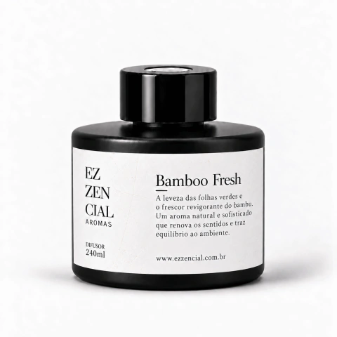 Bamboo Fresh Difusor de Ambiente 240ml Preto Fosco - Linha Premium Ezzencial