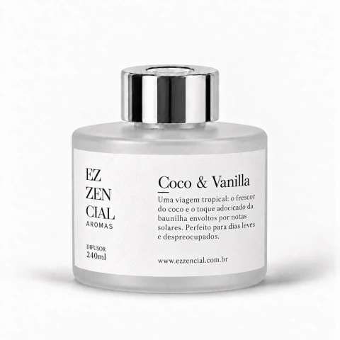 Coco & Vanilla Difusor de Ambiente 240ml Jateado - Linha Premium Ezzencial