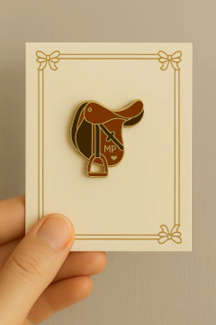 Pin sela de cavalo marrom - MariaPetiti.store