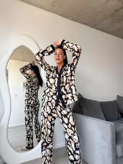 PIJAMA CAMISERO PRINT BEIGE