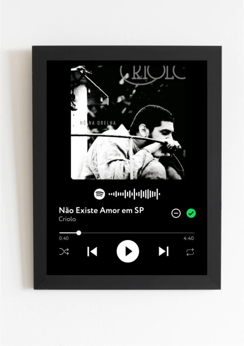 Quadro Spotify - Não Existe Amor em SP - Criolo - comprar online
