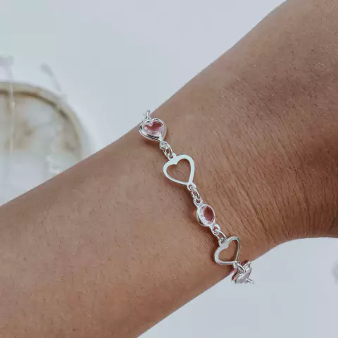 Pulseira Corações & Zircônia Rosa - comprar online