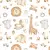 TRICOLINE ESTAMPA LEÃO E GIRAFA - FUNDO BRANCO 50X150 CM - comprar online