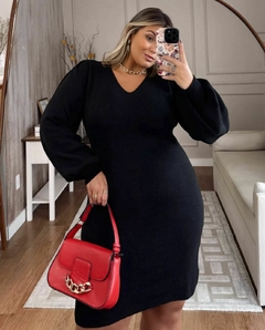 VESTIDO TRICÔ MANGA BUFANTE