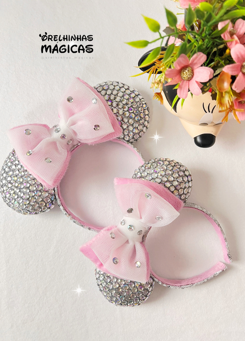 Orelha Pedraria laço rosa - comprar online