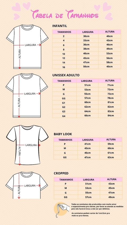 Tabela de medidas - comprar online