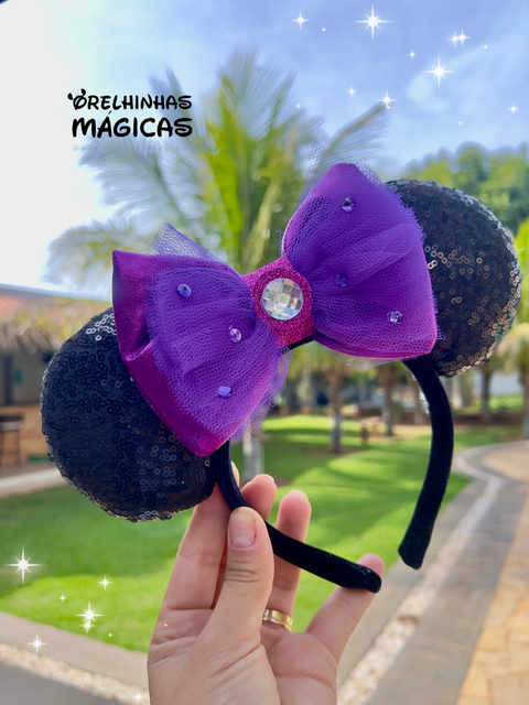 Orelha Nova Halloween laço tule roxo - comprar online