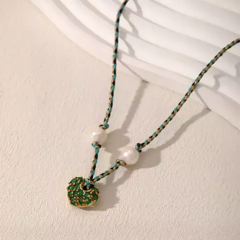 COLLAR OLIVIA PERLA ESMERALDA (C072) - comprar online