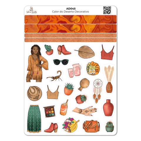 Calor do Deserto Decorativo - Cartela de Adesivos - comprar online