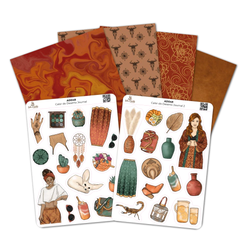 Kit Journal Criativo Calor do Deserto - Cartelas e Papéis Adesivos - comprar online