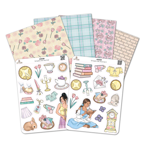 Kit Journal Criativo Simple Life - Cartelas e Papéis Adesivos - comprar online