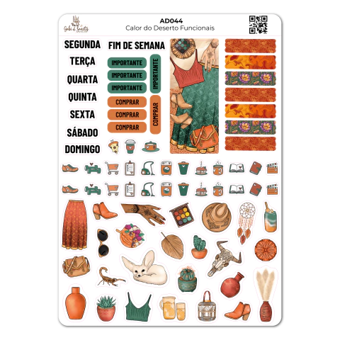 Calor do Deserto Funcionais - Cartela de Adesivos - comprar online