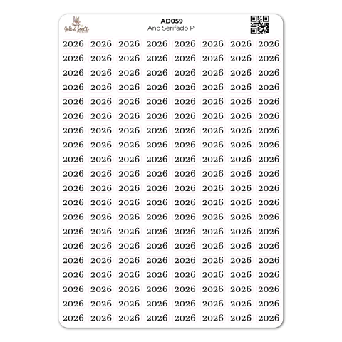 Ano Serifado Pequeno - Cartela de Adesivos