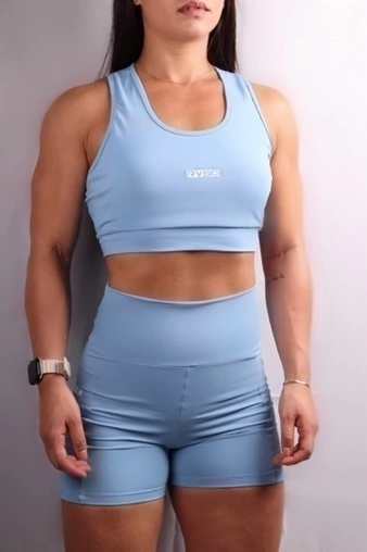 SHORT PEDAL COM BOLSO AZUL CELESTE