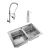 Bacha Cocina Johnson Quadra Q084Ad 83.8 X 55.9 X 17.5 Dosificador + Dosificador Johnson Std + Grifería Piazza Gourmet 10309 Mesada C/Rociador Y Pico Cromo